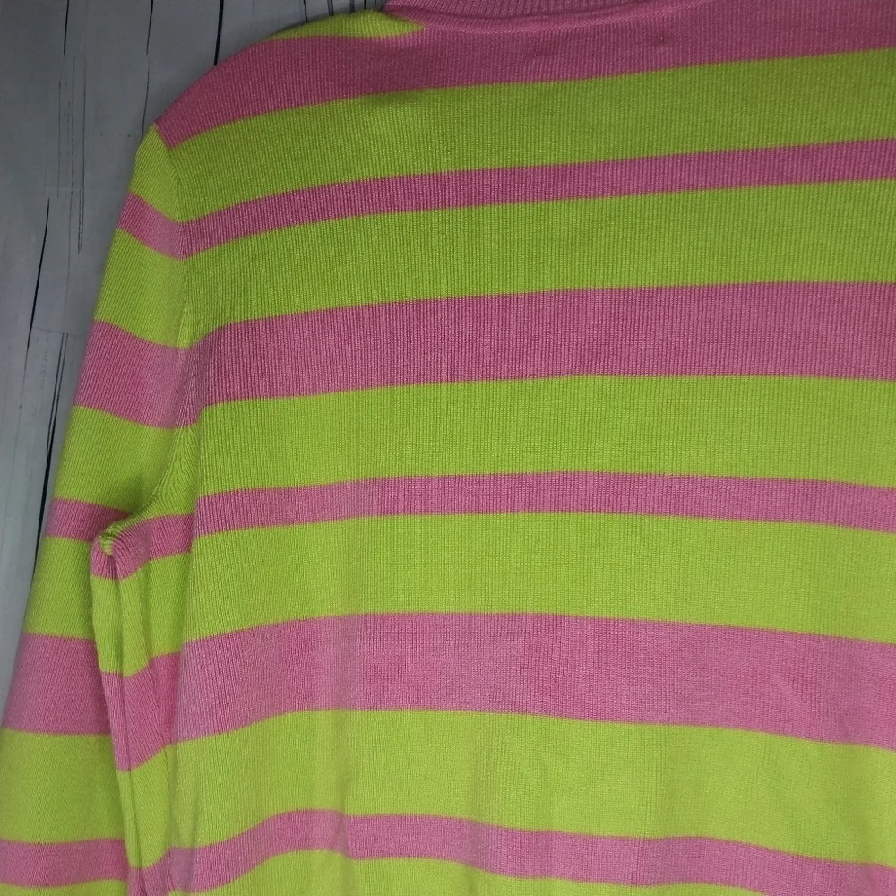 Victor Glemaud X Target Vibrant Pink & Lime Striped Y2K Style Preppy Cardigan